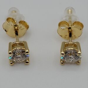 Moissanite 14K Gold Over 925 Silver Studs Earrings 0.5ct/5mm Men Women GRA, NEW